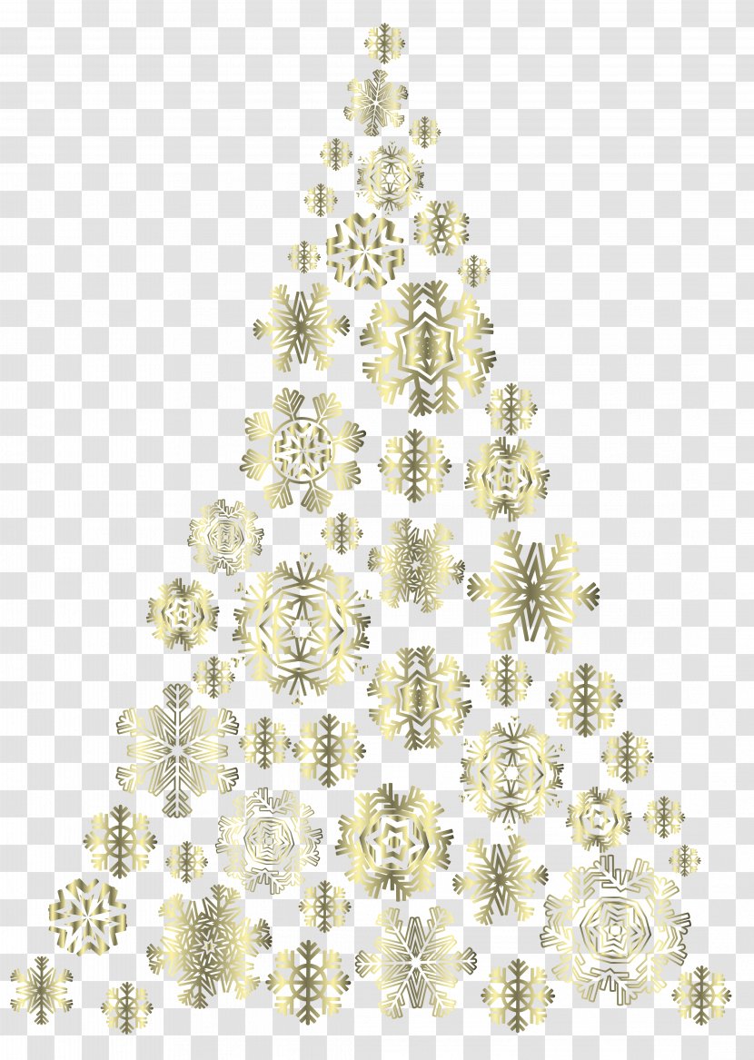 Artificial Christmas Tree Pre-lit - Golden Snowflakes Image Transparent PNG