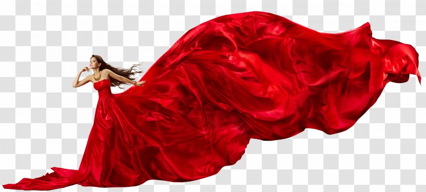 Dress Stock Photography Gown Clothing - Flower - Dressed In Red Of Europe And The United States Beautiful Models Transparent PNG