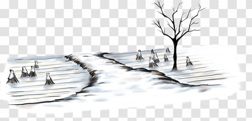 Ink Wash Painting - Black And White - The New Korean Winter Scene Transparent PNG