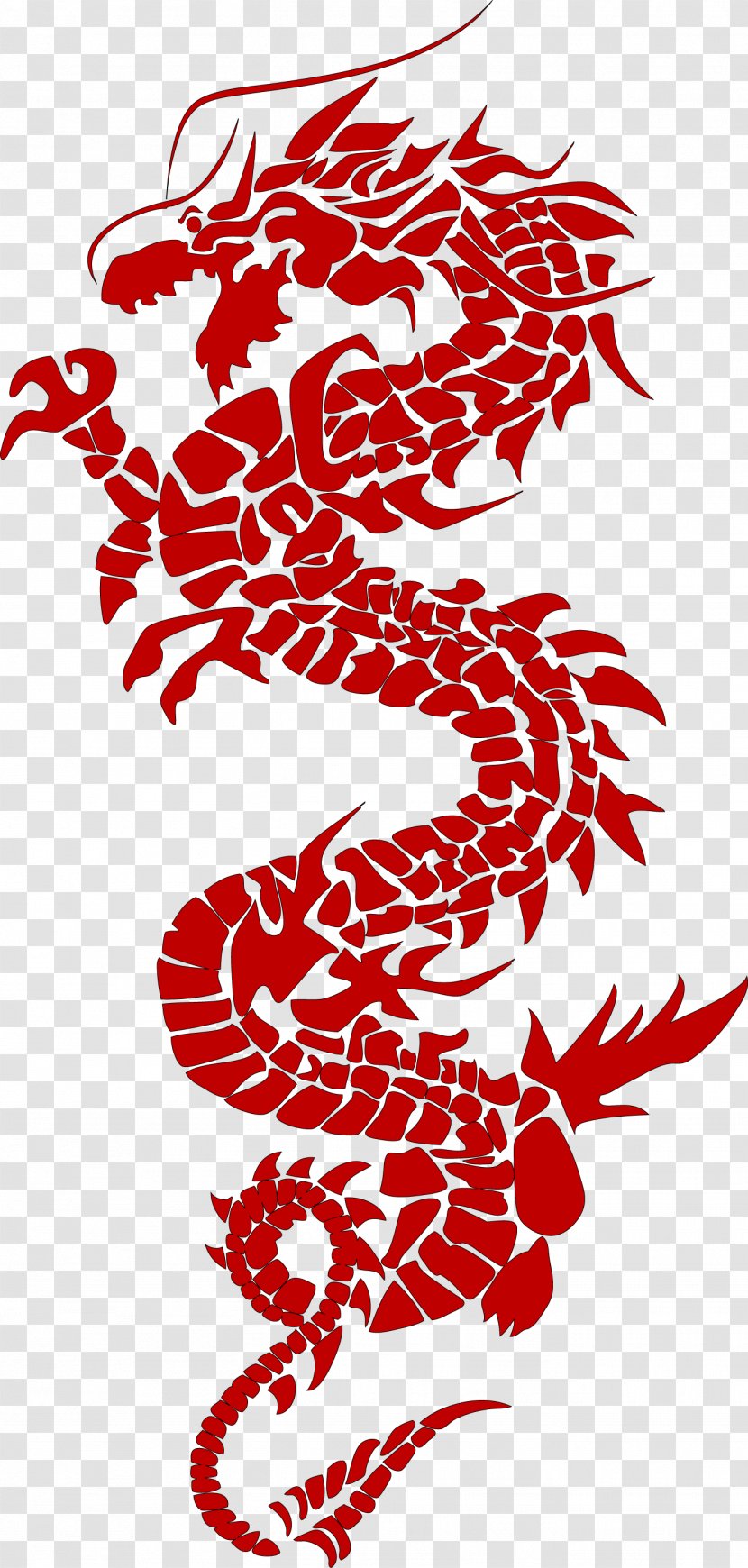 Chinese Dragon Silhouette Japanese - Line Art - Style Joints Transparent PNG