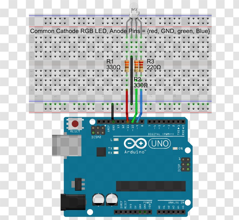 Arduino Light-emitting Diode Sensor Electronic Circuit Tutorial - Raspberry Pi - Breadboard Transparent PNG