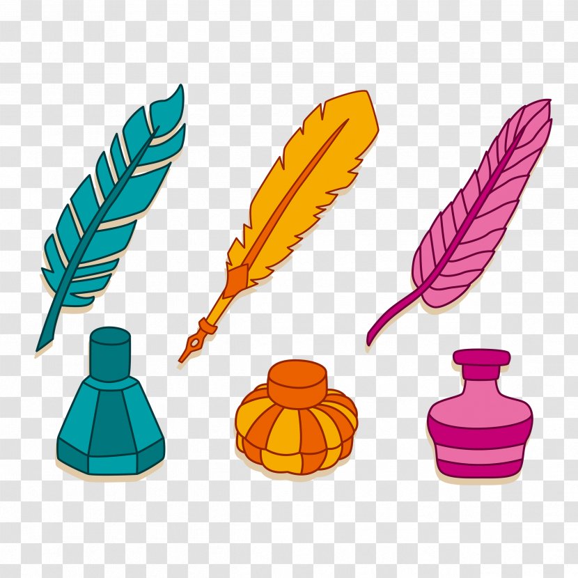 Illustration Quill Inkwell Pen - Wing - Feather Transparent PNG