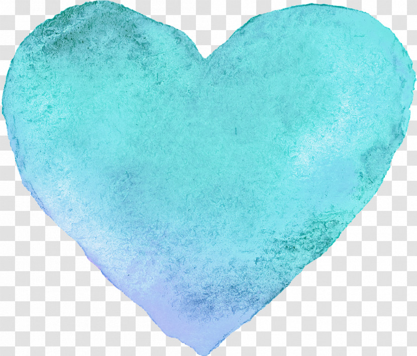 Aqua Heart Turquoise Teal Blue Transparent PNG