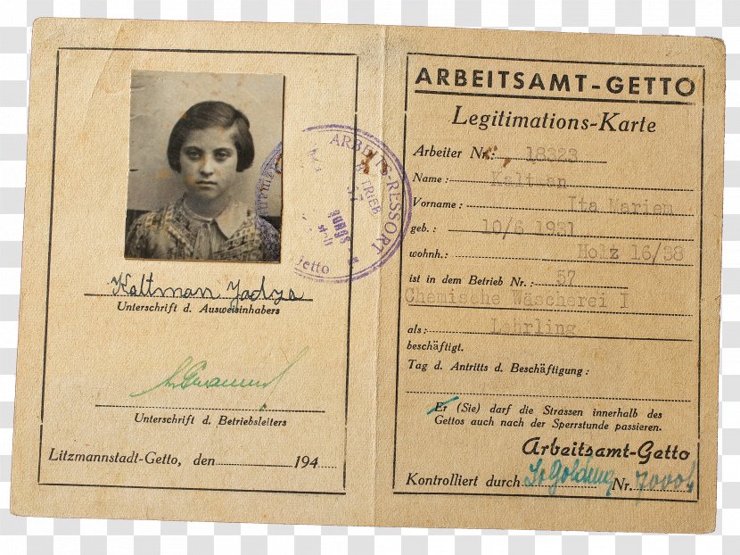 Paper The Holocaust Identity Document - Text - Work Permit Transparent PNG