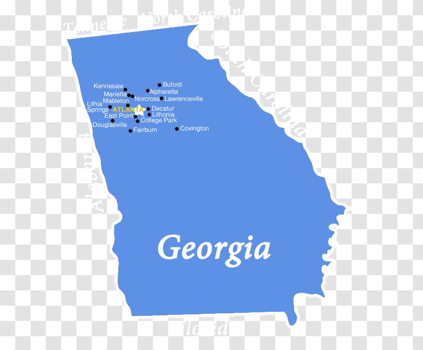 Georgia State Capitol U.S. Map Clip Art - Blue - Atlanta Ga Transparent PNG