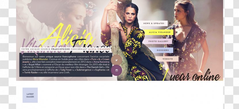 Fashion Design Advertising Magazine - Media - Alicia Vikander Transparent PNG