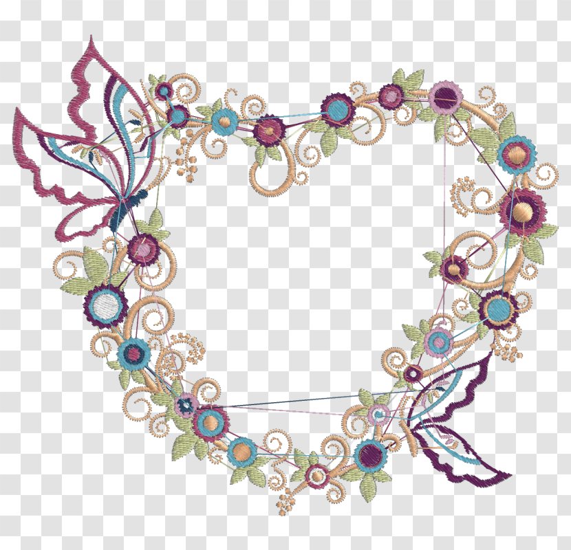 Embroidery Matrix Flower Heart Sewing Machines - Body Jewelry Transparent PNG