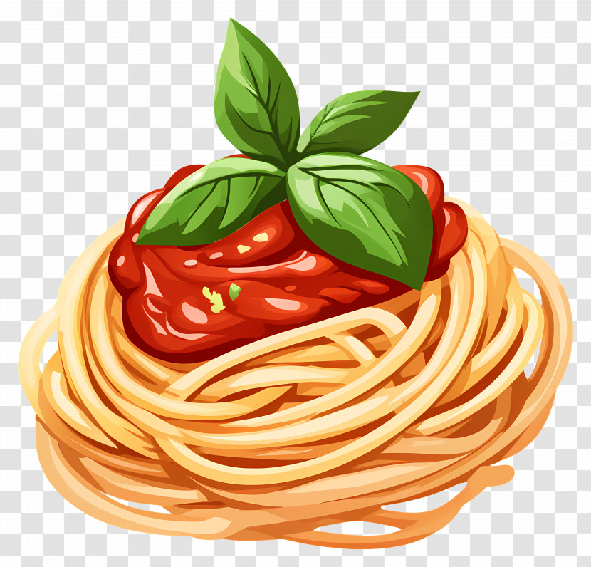 Spaghetti - Spaghetti With Tomato Sauce And Basil Transparent PNG
