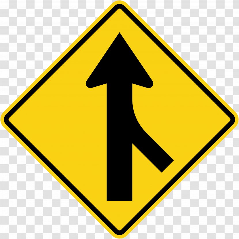 Traffic Sign Merge Warning Road - Carriageway Transparent PNG