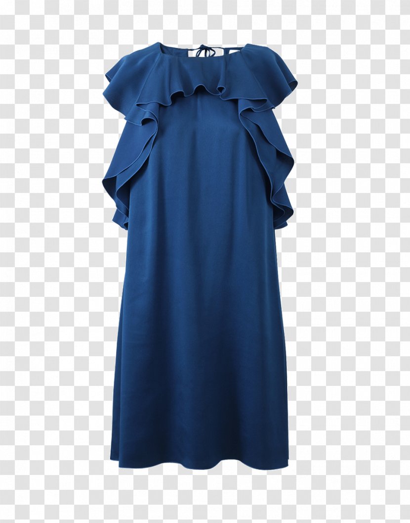 Cocktail Dress Top Ruffle Sleeve - Electric Blue - Silk Satin Transparent PNG