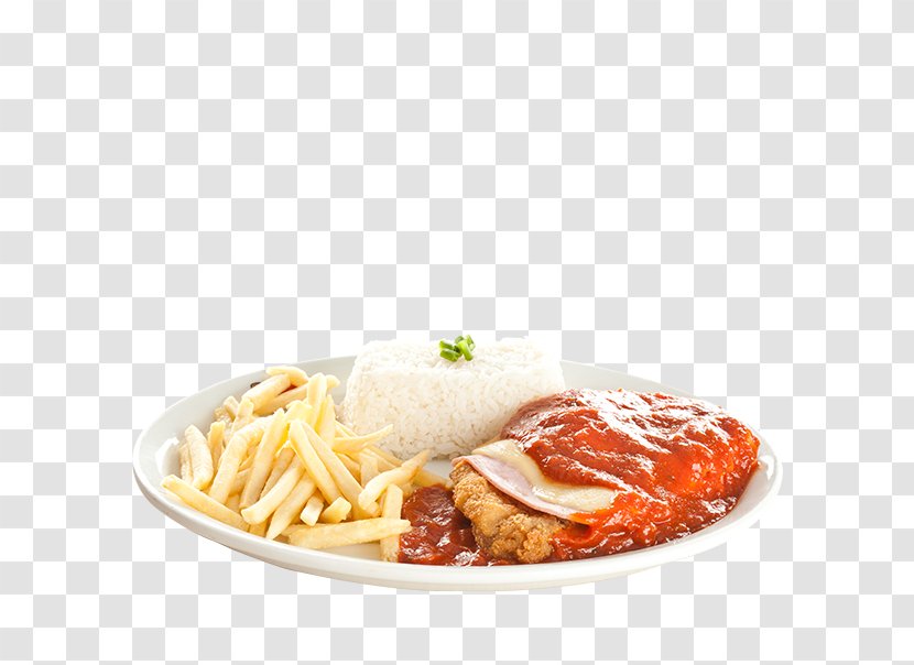 French Fries Chicken Parmigiana Full Breakfast As Food - Milanesa Transparent PNG