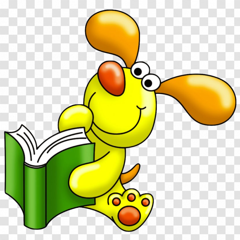Book Dog Reading Clip Art - Yellow - Stacking Transparent PNG