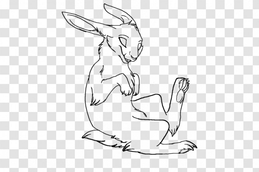 Rabbit Line Art Hare Cartoon Sketch - Animal Lovers Transparent PNG