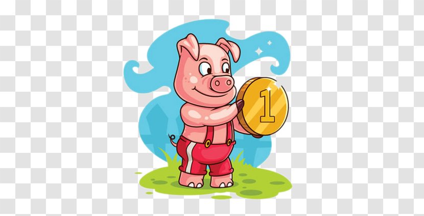 Porky Pig Domestic Cartoon Illustration - Piggy Bank - Gold Transparent PNG