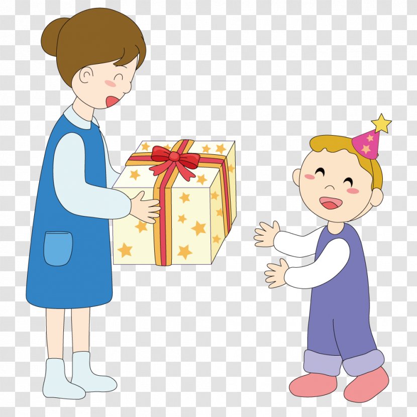 Child Gift Illustration - Play - Mother Giving Gifts To Children Transparent PNG
