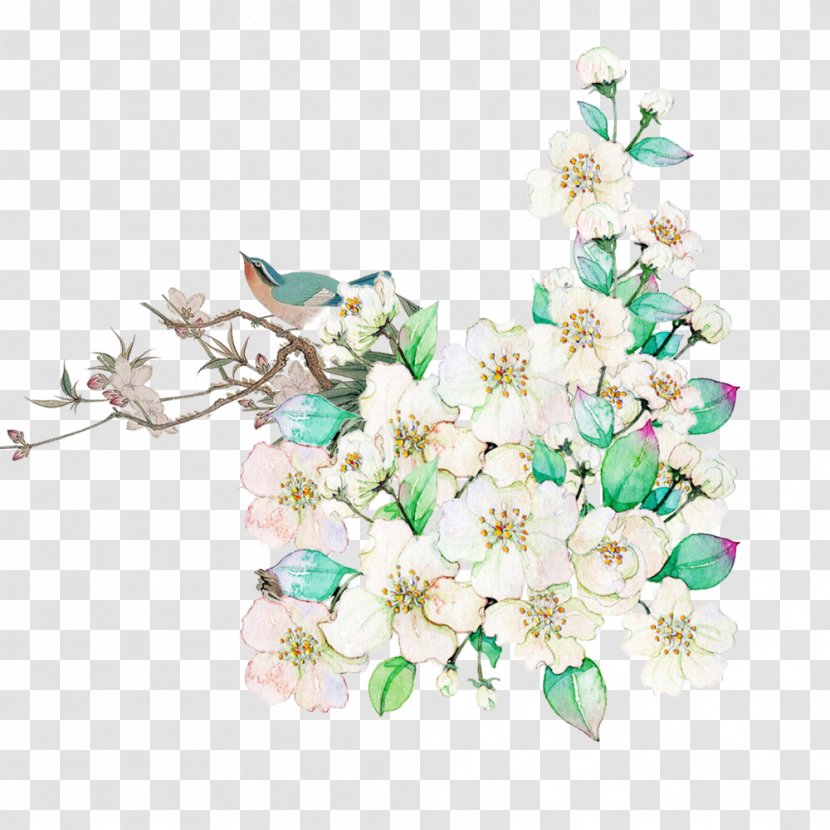 Flower - Petal - Hand-painted Flowers Green Leaves Transparent PNG