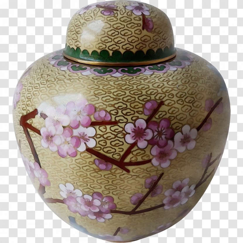 Urn Vase Pink Artifact Porcelain - Watercolor - Flower Lid Transparent PNG