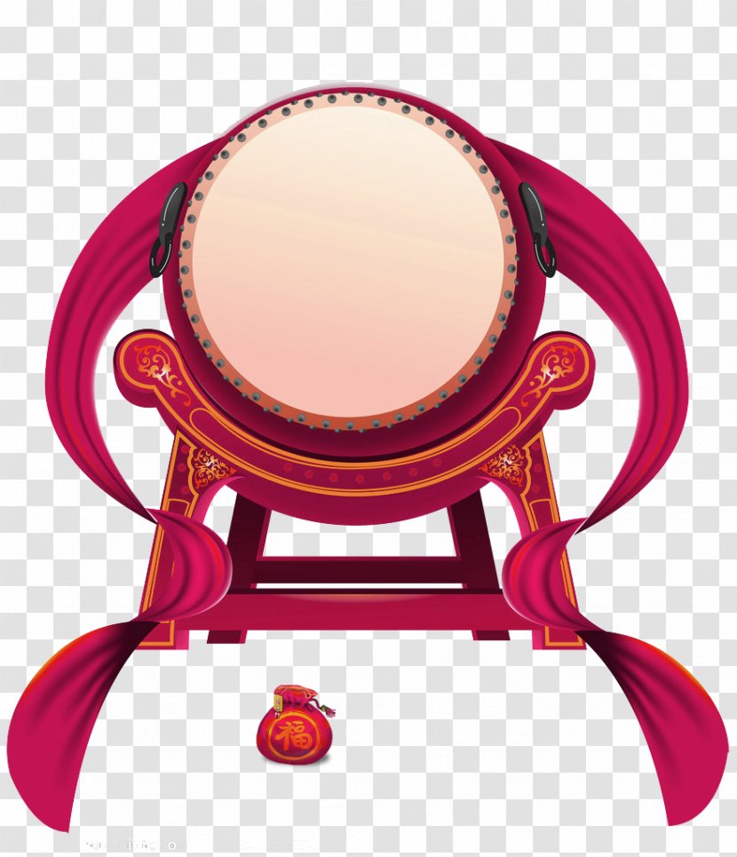Bass Drum Sound Generator - Cartoon - Red Chinese Wind Drums Decorative Pattern Transparent PNG