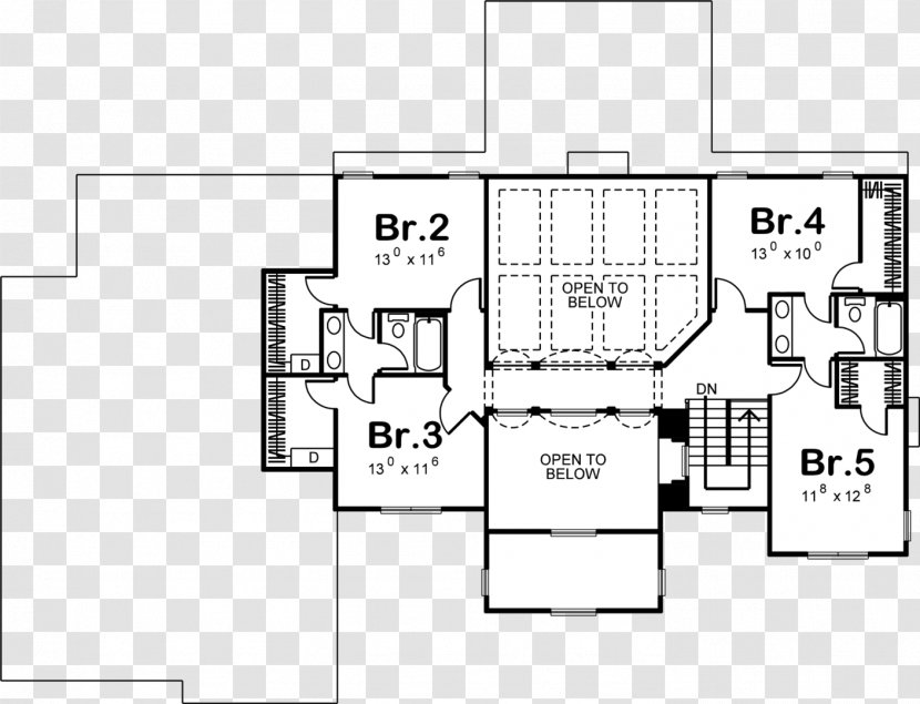 Floor Plan Product Design Technical Drawing - 2nd Story Deck Designs Transparent PNG