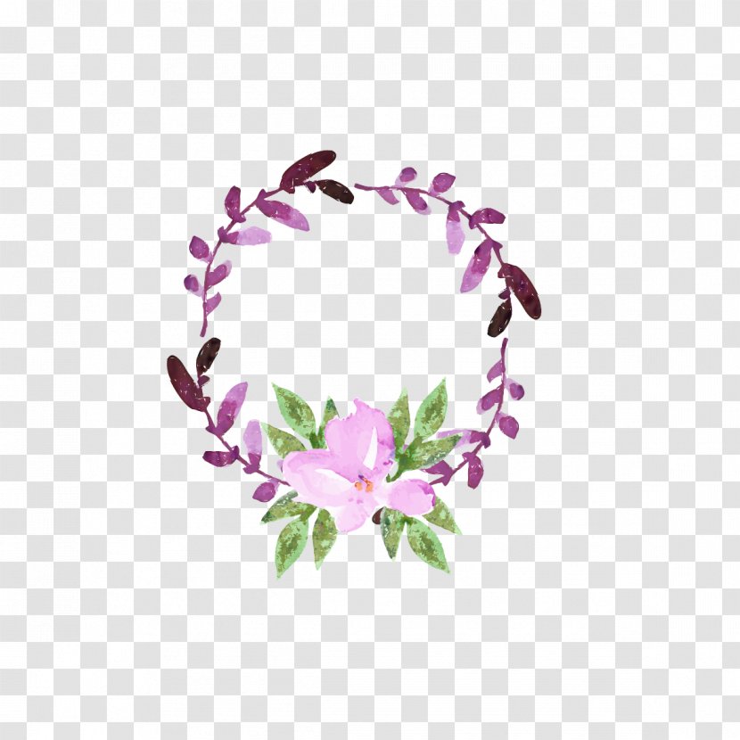 Watercolor Painting Wreath Wedding Invitation - Lilac Transparent PNG