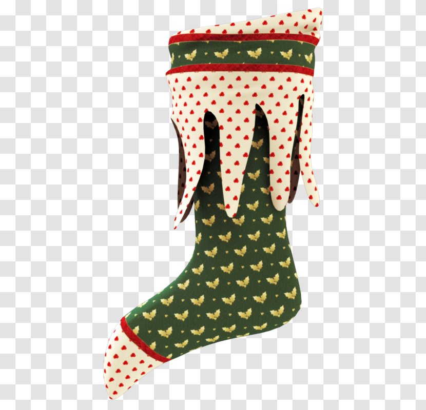 Christmas Stockings Sock Hosiery - Painted Green And White Stocking Transparent PNG