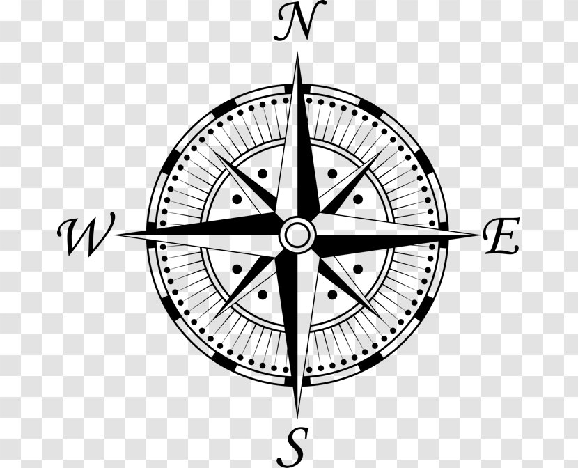 Compass Drawing Clip Art - Black And White Transparent PNG
