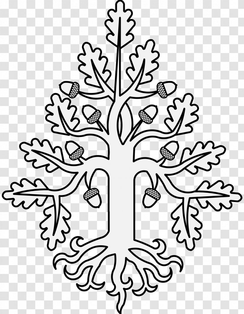 Tree Oak Heraldry Art Drawing - Black And White Transparent PNG