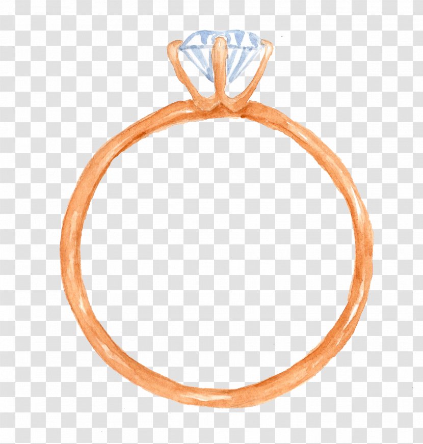 Wedding Ring Diamond - Peach Transparent PNG