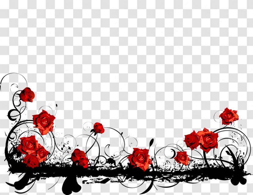 Borders And Frames Red Rose Clip Art - Pink Flowers - Roses Edge Transparent PNG