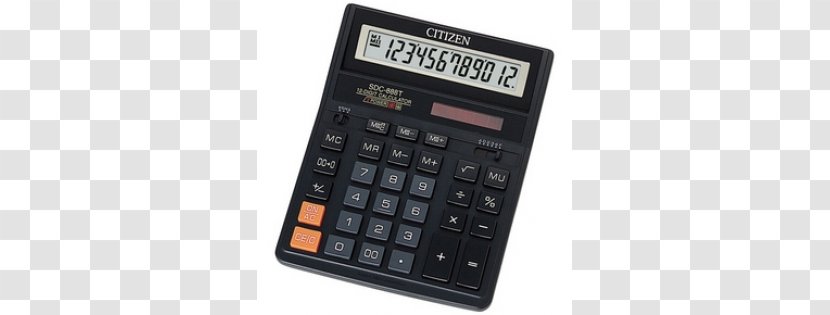 5 Star Calculator Desktop Battery/Solar-power 10 Digit 3 Key Memory Citizen Watch Calucalor WR-3000 Black Office SDC888XRD - Price Transparent PNG