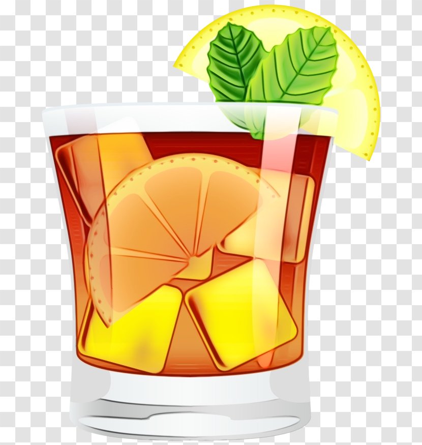 Drink Highball Glass Cocktail Garnish Alcoholic Beverage Mai Tai - Watercolor - Nonalcoholic Drinkware Transparent PNG