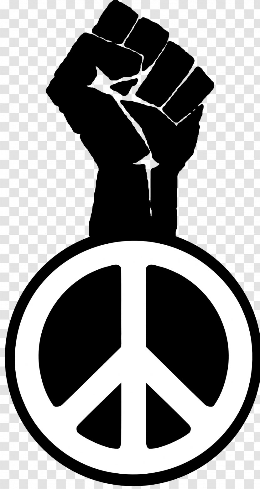 Raised Fist Peace Symbols Clip Art - Monochrome - Symbol Transparent PNG