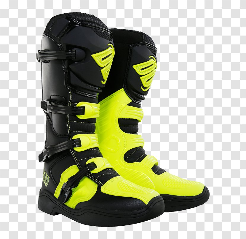 Motocross Boot White Yellow Shoe Transparent PNG