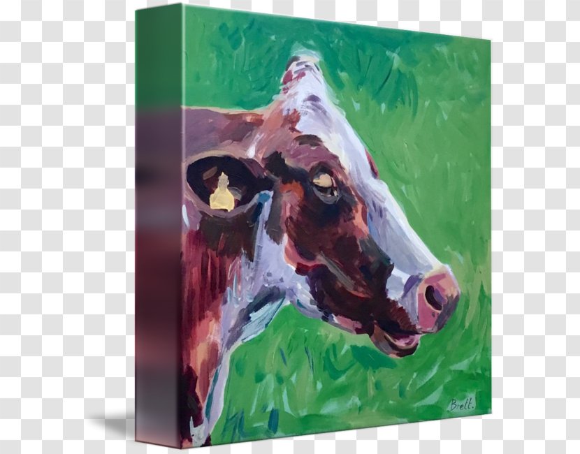 Dairy Cattle Oil Painting Reproduction Art Watercolor - Animal - Cow Head Transparent PNG