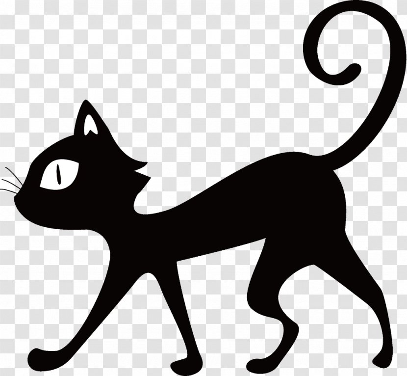 Black Cat Halloween - Line Art - Head Tail Transparent PNG