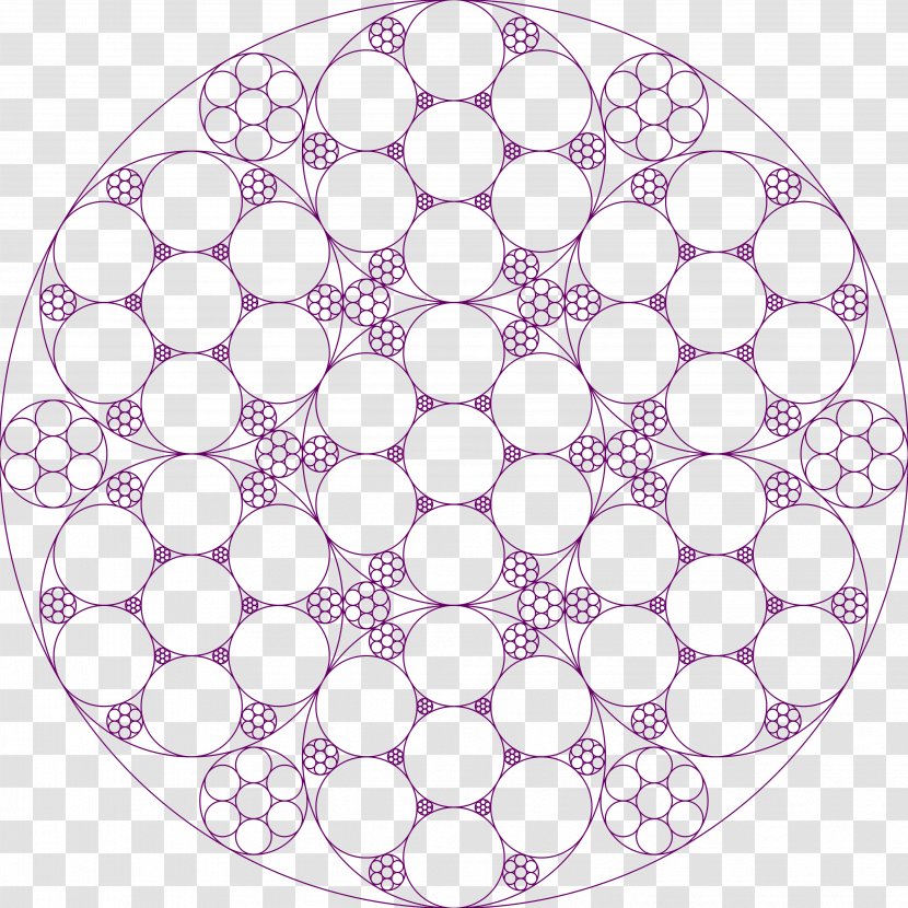 Circle Fractal Art Apollonian Gasket Pattern - Tangent Circles - Outer Space Transparent PNG
