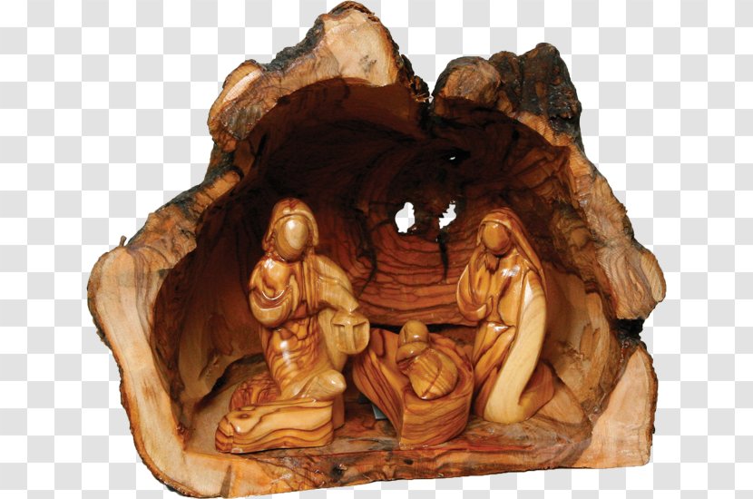 Nativity Scene Of Jesus Christmas Holy Family Olive Wood Carving In Palestine Transparent PNG