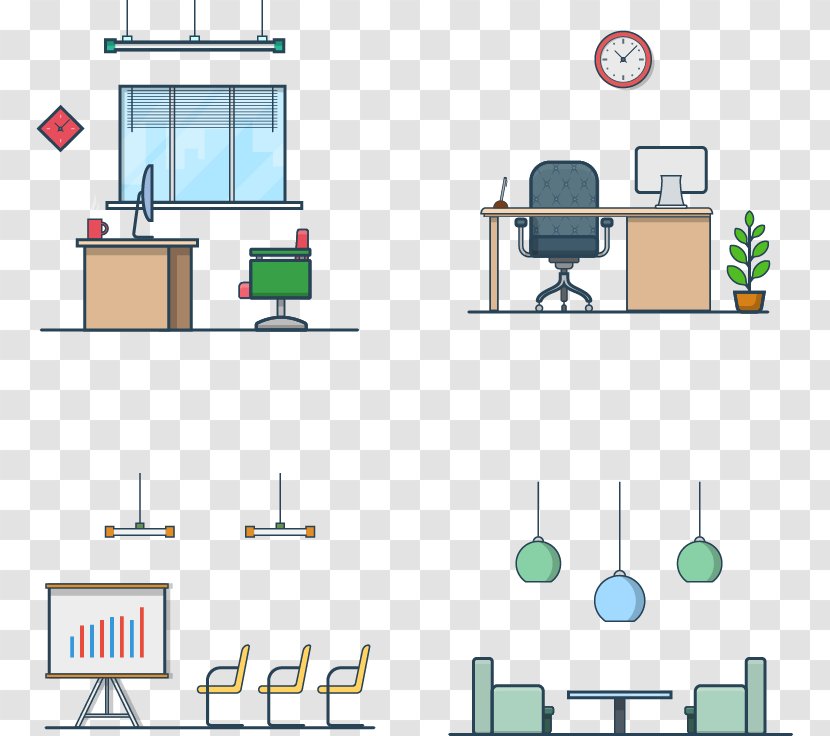 Table Chair Office Conference Centre - Shutterstock - Four Different Space Vector Material Transparent PNG