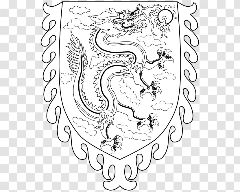 Black And White Line Art Drawing Dragon Clip - Flower - Drawings Transparent PNG