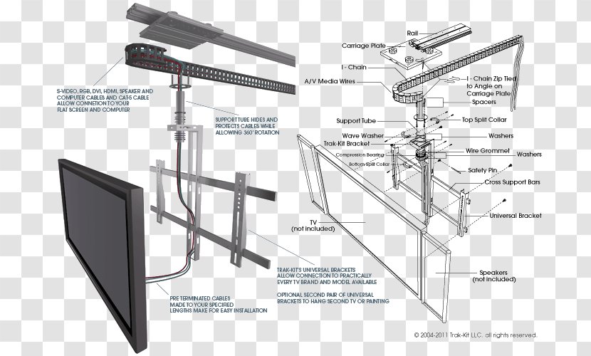 Cable Television TV-Lift Flat Panel Display Diagram - Steel - Tv Cabinet Design Transparent PNG