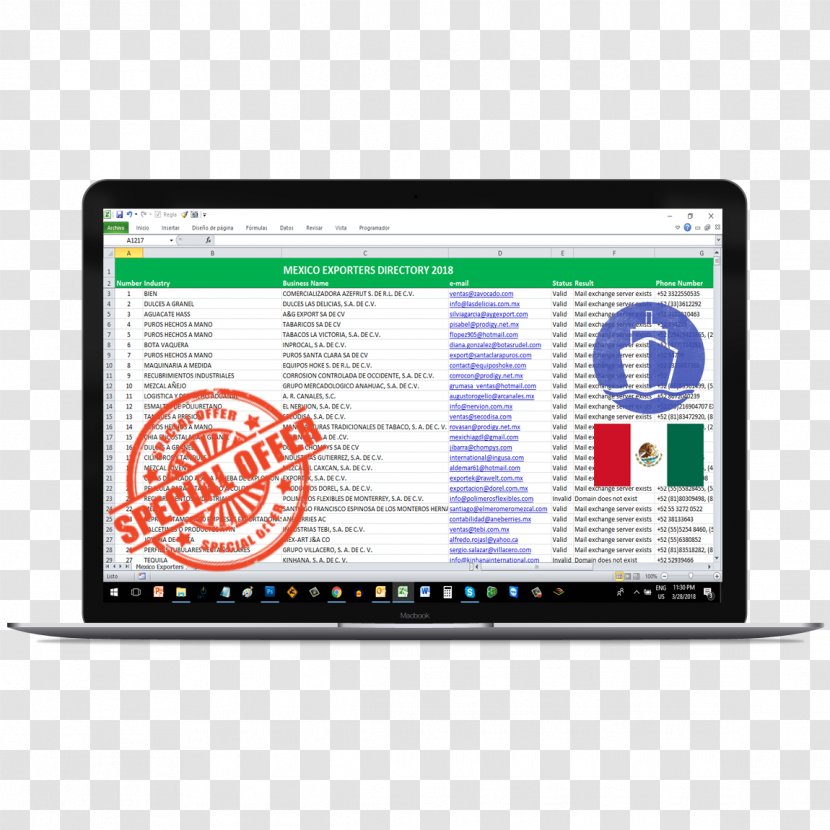 Database Email Directory View - Electronics - Mexico 2018 Transparent PNG
