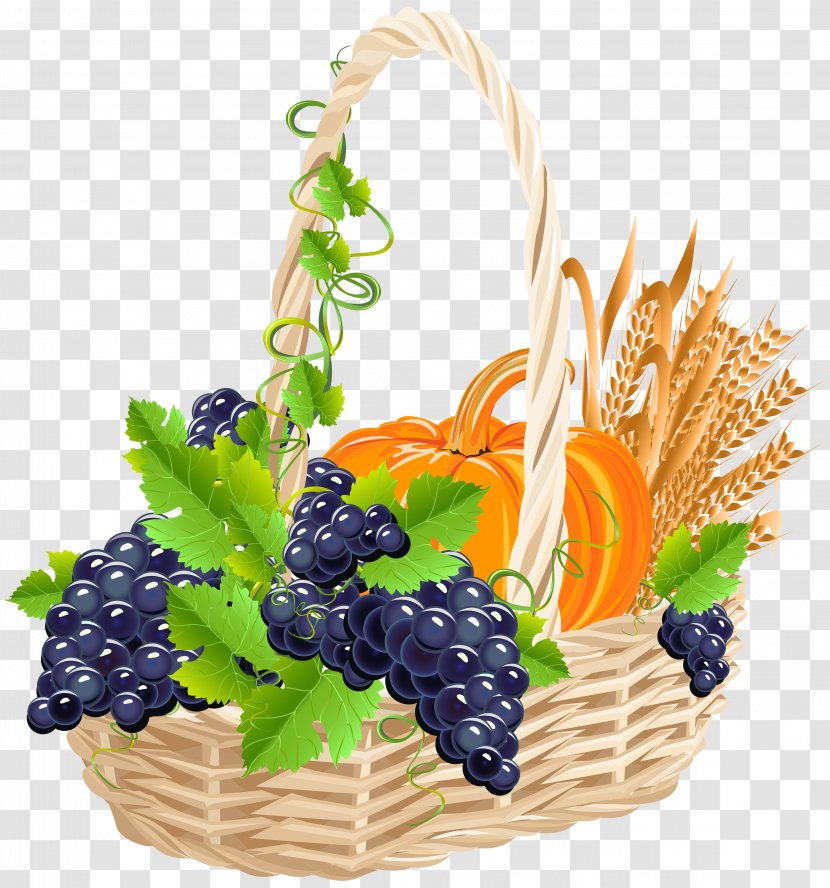 Harvest Grape Fruit Basket Transparent PNG