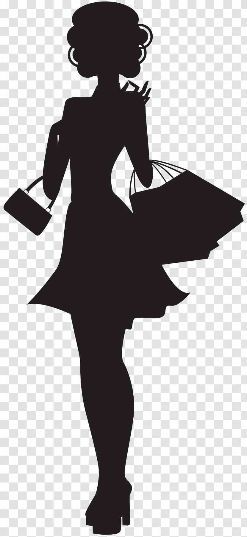 Silhouette Woman Clip Art - Monochrome - Shopping Transparent PNG