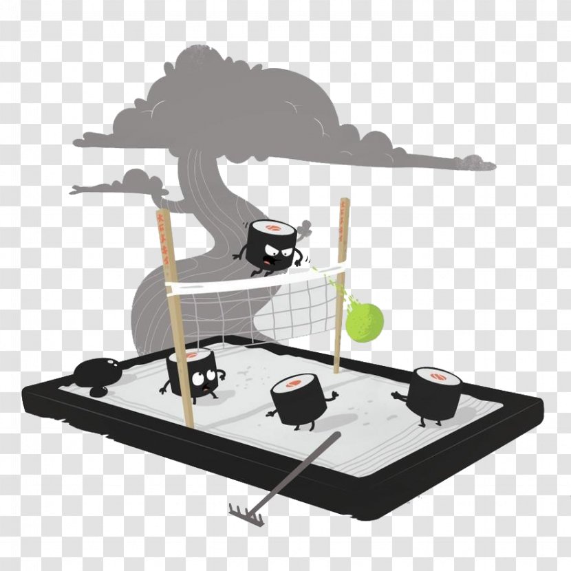 T-shirt Illustrator Art Illustration - Designer - Gray Tennis Sushi Transparent PNG