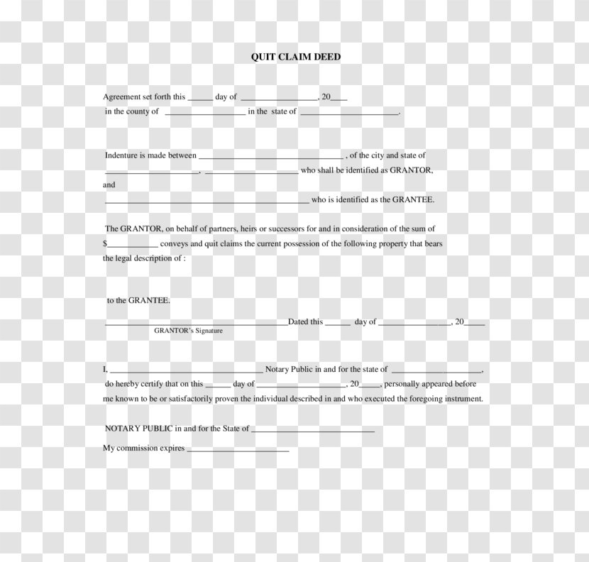 Document Quitclaim Deed Property Grant - Frame Transparent PNG