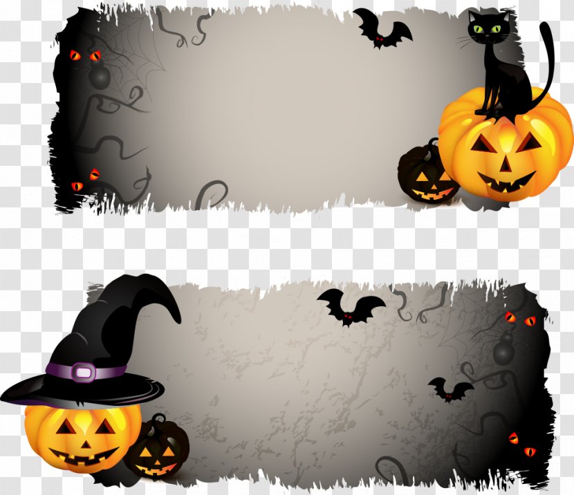 Halloween Jack-o'-lantern Banner Clip Art - Pumpkin - Vector Poster Transparent PNG