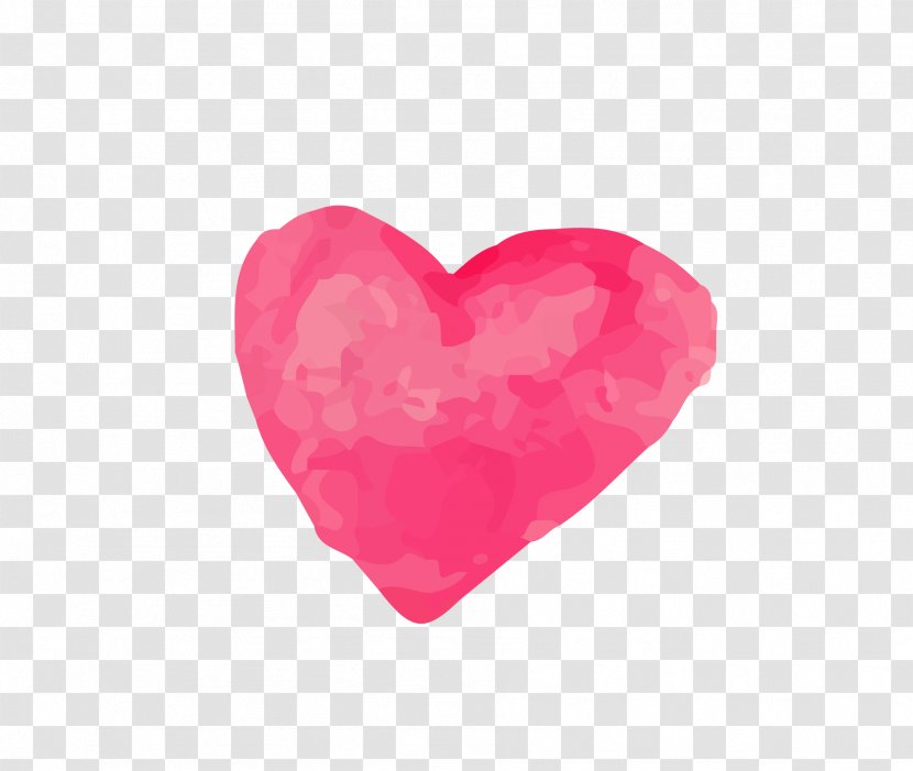 Gouache Hand-painted Heart-shaped Vector - Love - Pink Transparent PNG