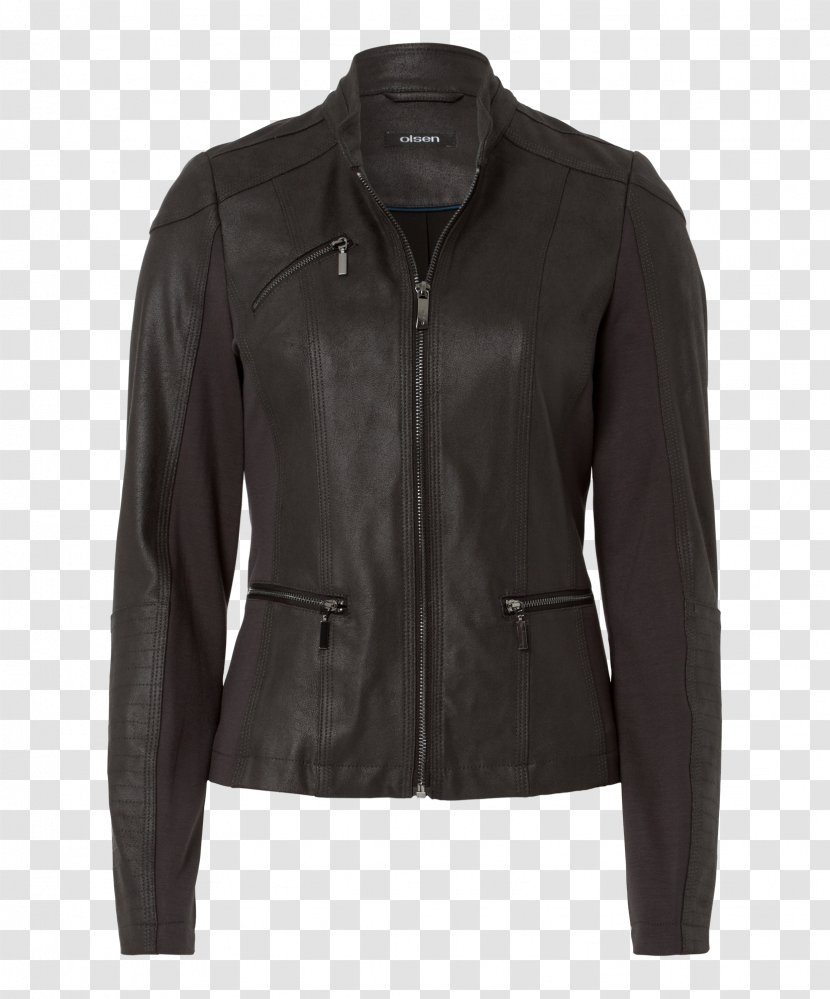 Leather Jacket T-shirt Motorcycle - Zipper - Black Denim Transparent PNG
