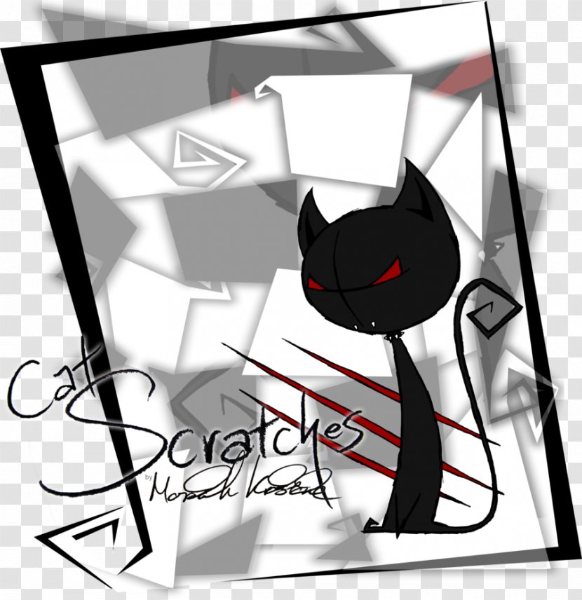 Cat Drawing Art - Text - Scratches Transparent PNG
