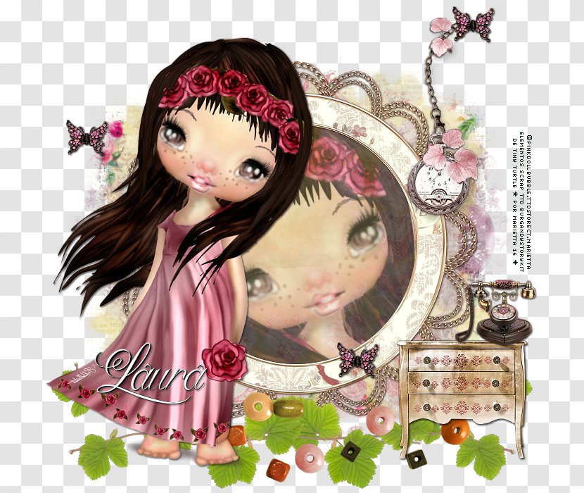 Black Hair Pink M Character - Frame - Doll Transparent PNG